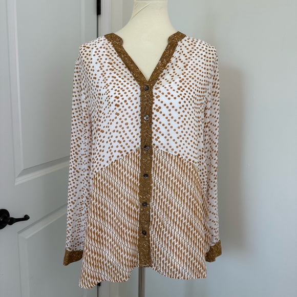 NWT Soft Surroundings Eliza Shirt Bronze Abstract Size Large with Knit Tank Boho - Picture 1 of 13
